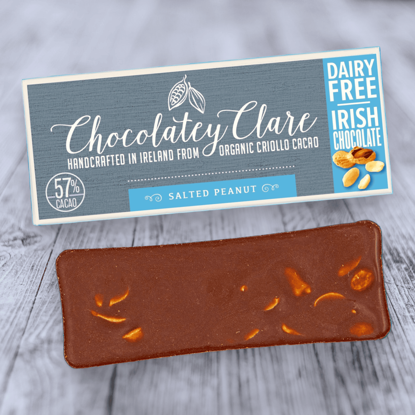 Salted Peanut luxury vegan chocolate bar Chocolatey Clare