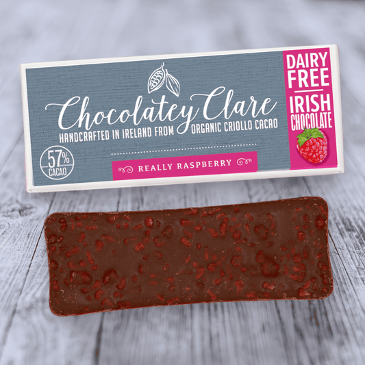Really Raspberry luxury vegan chocolate bar Chocolatey Clare