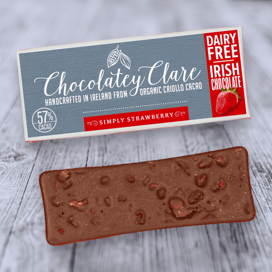 Simply Strawberry luxury vegan chocolate bar Chocolatey Clare