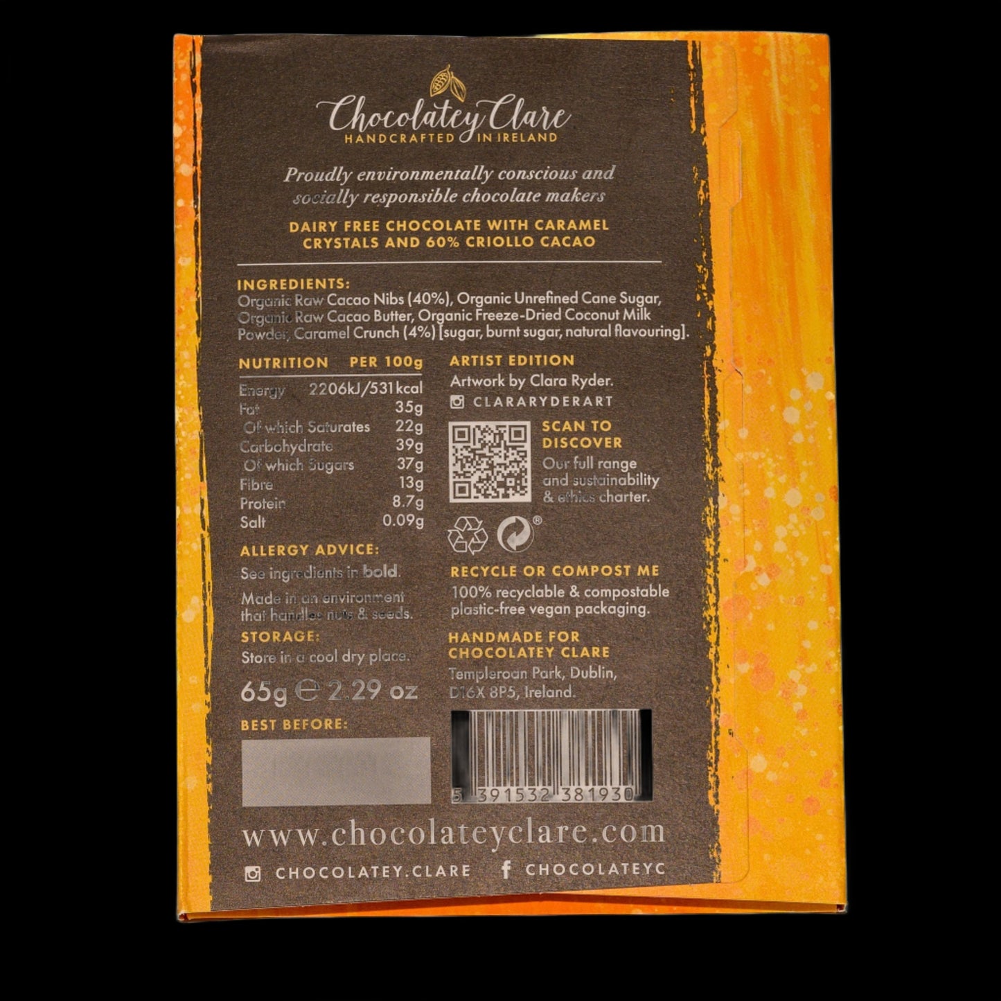 Artist Edition Caramel Crackle Chocolate Bar Chocolatey Clare