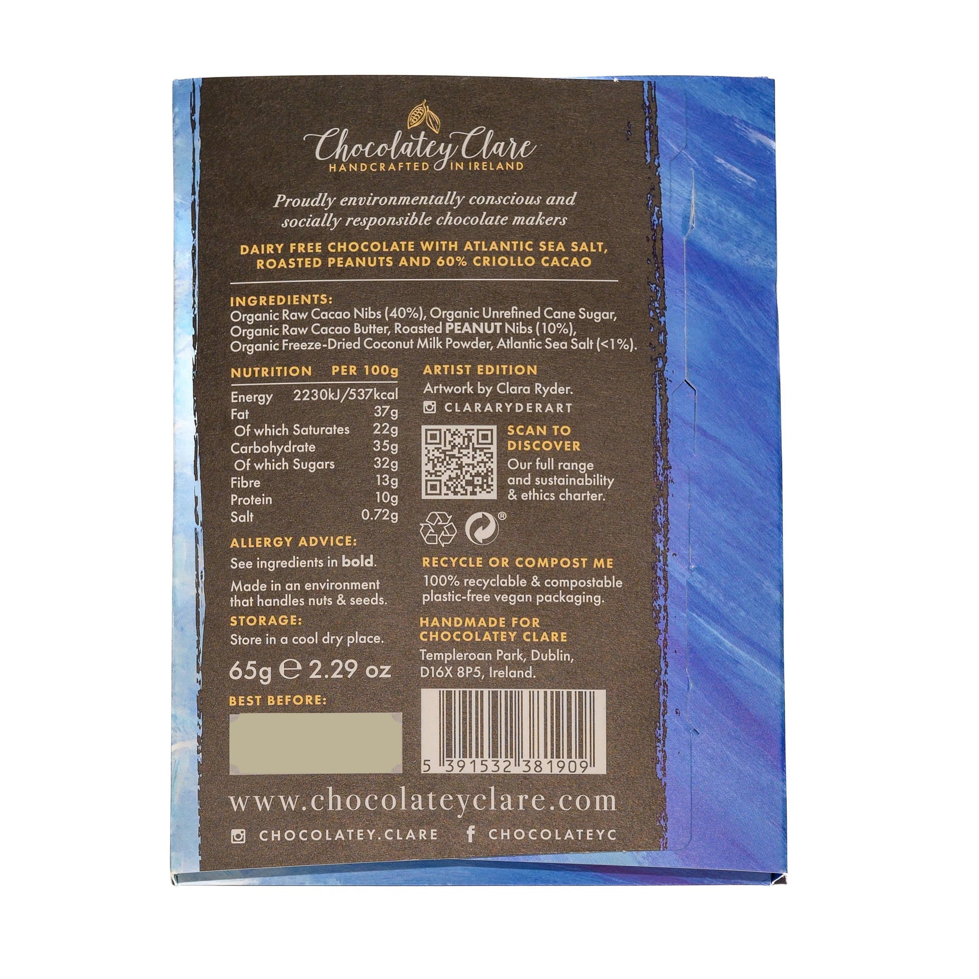 Artist Edition Salted Peanut Chocolate Bar Chocolatey Clare