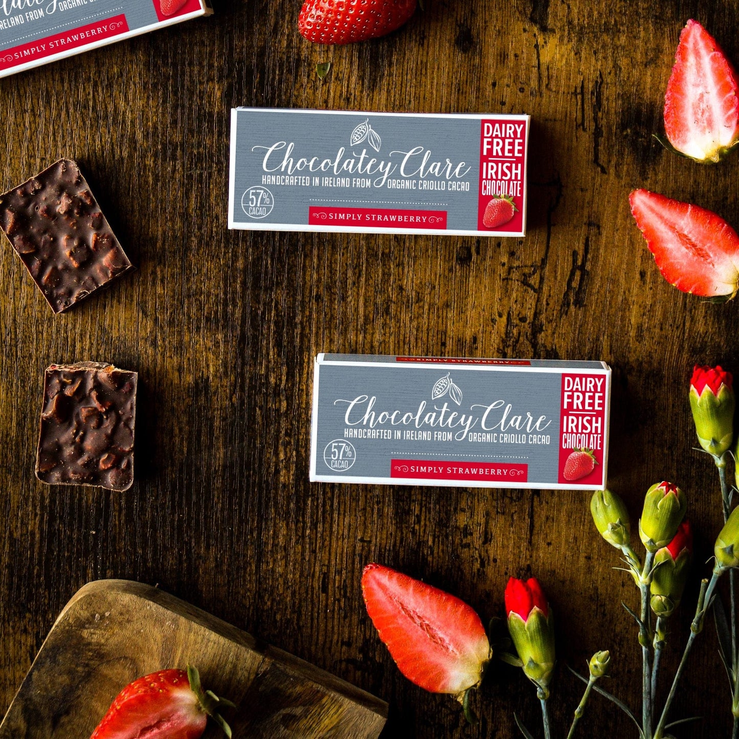 Simply Strawberry luxury chocolate bar Chocolatey Clare